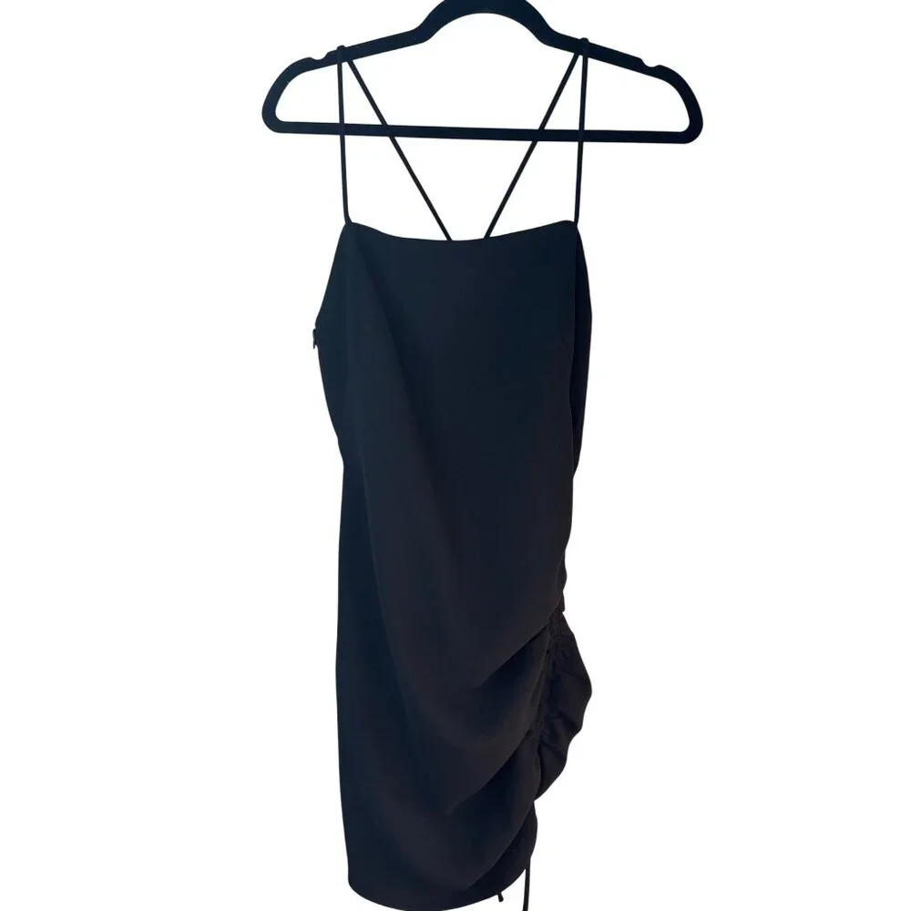 2/$30 ZARA Black Small Sleeveless Ruched Mini Dress NWT - Picture 2 of 16